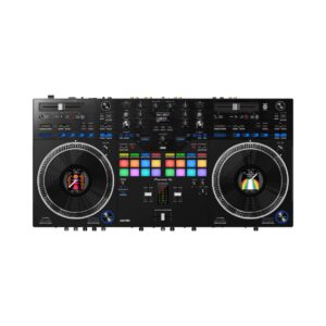 Pioneer DJ DDJ-REV7, a 2-deck Serato DJ controller with performance pads and jog wheels for professional mixing.