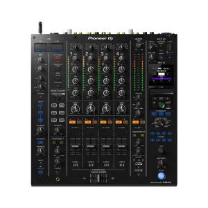 Pioneer DJ DJM-A9 4-channel digital pro-DJ mixer in black, featuring advanced controls and connectivity options for DJs.