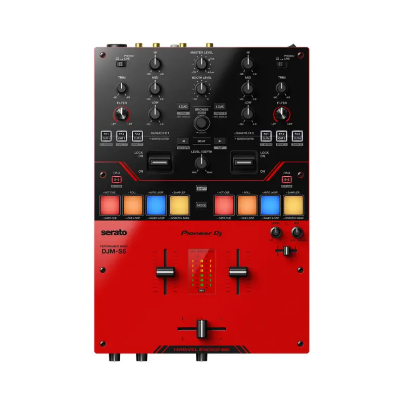 Pioneer DJ DJM-S5 Scratch-style 2-channel DJ mixer (Gloss Red)