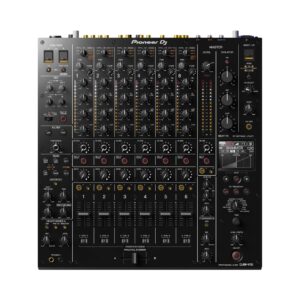 Pioneer DJ DJM-V10, a professional 6-channel mixer designed for DJs, featuring advanced controls and connectivity options.