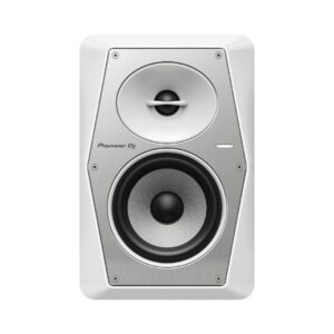 Pioneer DJ VM-50 active monitor speaker in white with a 5.25-inch driver, designed for high-quality sound reproduction.
