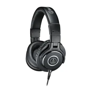 Audio-Technica ATH-M40x closed-back studio headphones with cushioned ear pads and adjustable headband for comfort.