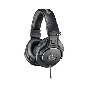 Audio-Technica ATH-M30x closed-back monitor headphones with cushioned ear pads and adjustable headband for comfort.