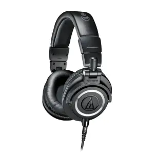 Audio-Technica ATH-M50x closed-back studio monitoring headphones with cushioned ear pads and adjustable headband.