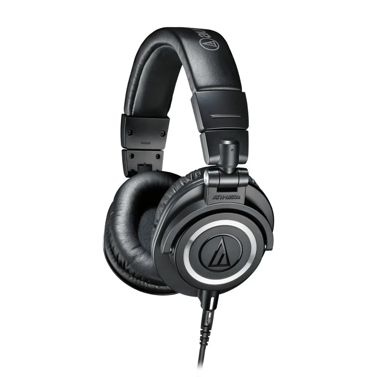 Audio-Technica ATH-M50x closed-back studio monitoring headphones with cushioned ear pads and adjustable headband.