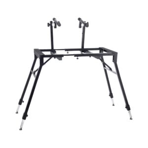 Bespeco BP100TN 4-leg steel keyboard stand with adjustable extensions for enhanced stability and height customization.