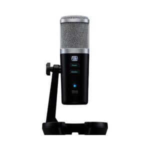 PreSonus Revelator USB condenser microphone with a sleek design, ideal for streaming and recording high-quality audio.