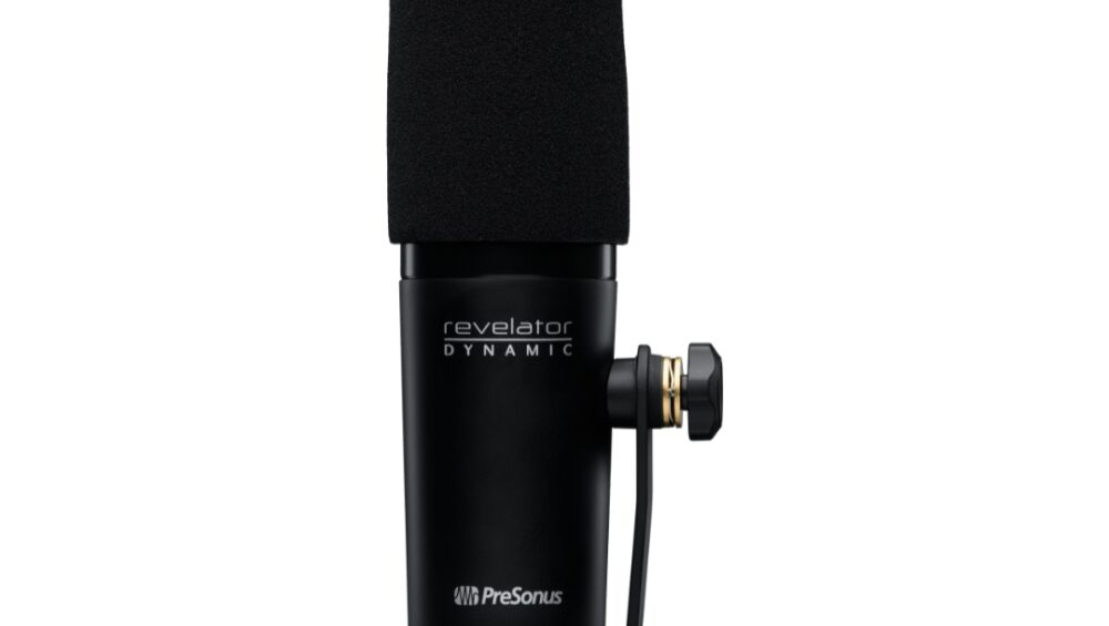 PreSonus Revelator Dynamic USB Microphone with a sleek design, ideal for streaming and recording high-quality audio.