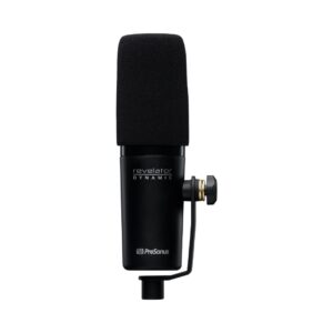 PreSonus Revelator Dynamic USB Microphone with a sleek design, ideal for streaming and recording high-quality audio.