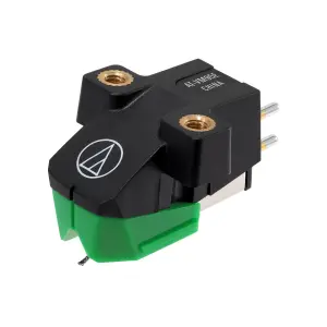 Audio Technica AT-VM95E cartridge, a high-performance turntable component for enhanced vinyl playback quality.