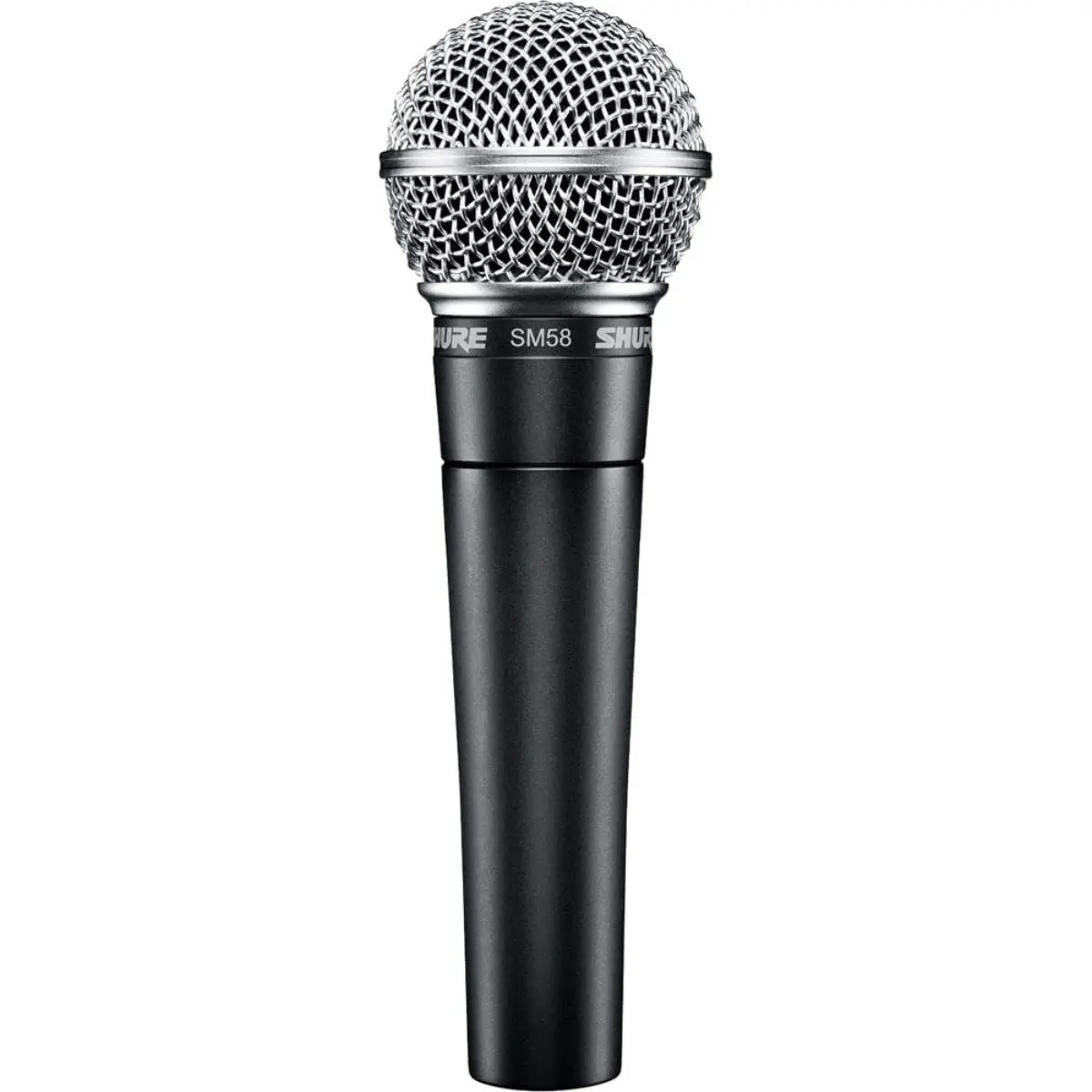 Shure SM58-LCE dynamic vocal microphone with a cardioid pickup pattern, designed for clear vocal performance.