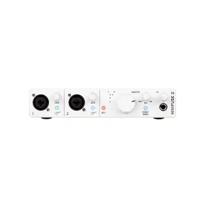 Arturia MiniFuse 2 USB-C audio interface in white, designed for high-quality audio recording and playback.