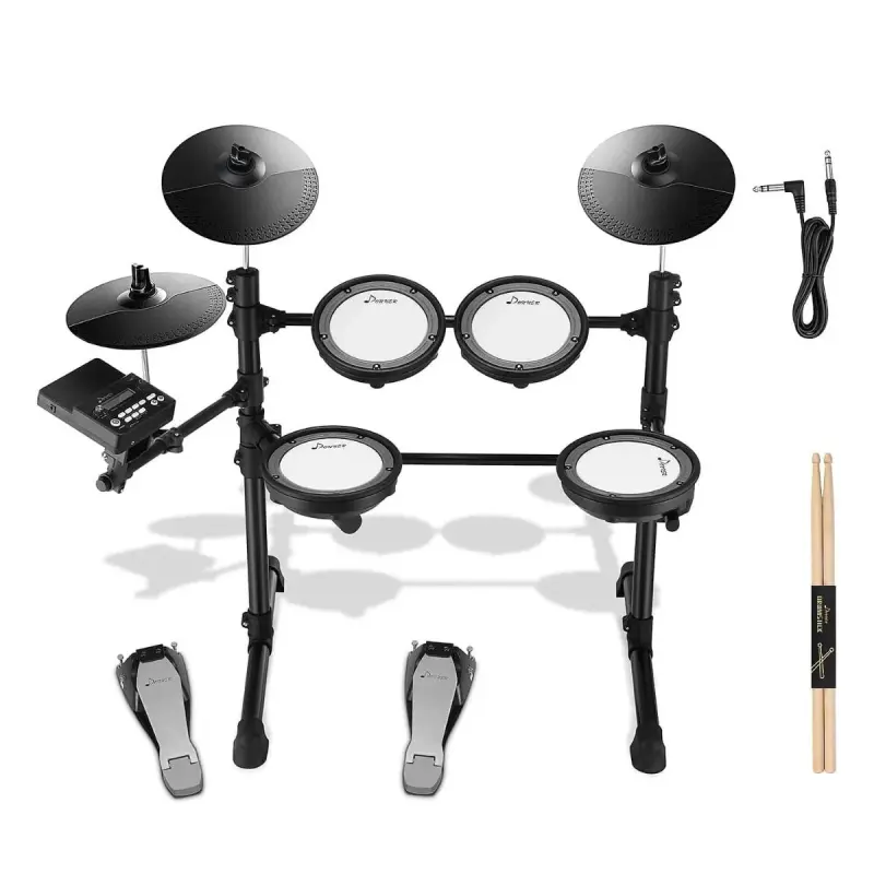 Donner DED-100 5 Drums 3 Cymbals with Headphone/ Drum/ Stick/ Throne - Image 2