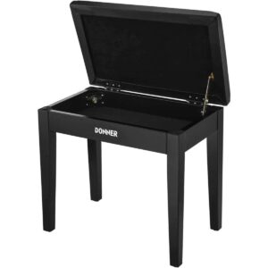 Donner EC2044 Piano Bench Stool with Music Storage Black