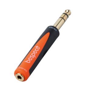 Bespeco SLAD210 adapter, converting 3.5mm jack to 6.35mm jack for audio connections. Compact and durable design.