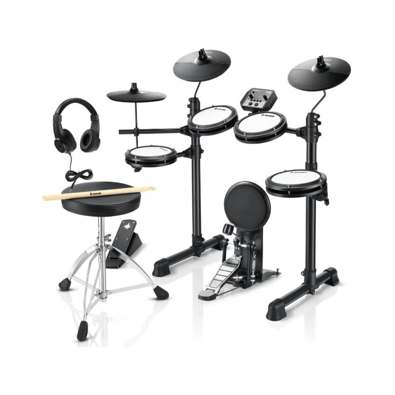 Donner DED-80P 5 Drums 3 Cymbals with Drum Throne/ Sticks - Image 2