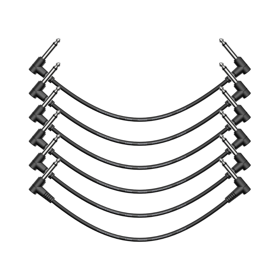 Donner EC1048 15cm Guitar Patch 6-Pack Black Cable - Image 2