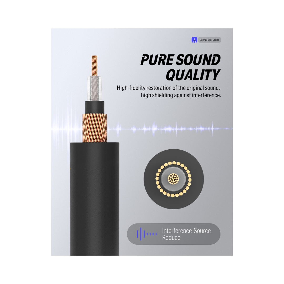 Donner EC1048 15cm Guitar Patch 6-Pack Black Cable - Image 5