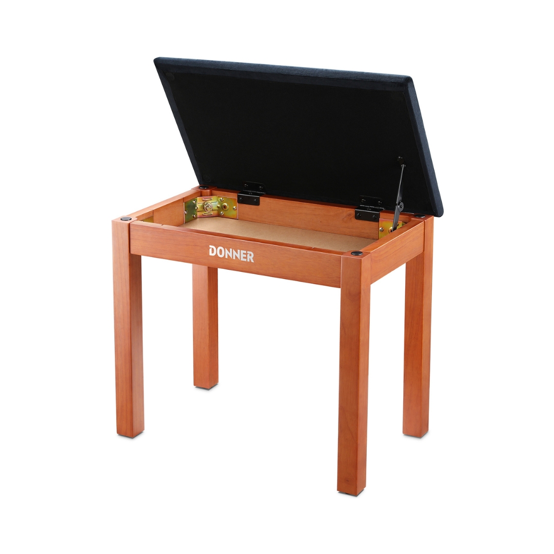 Donner EC2088 Piano Bench Stool with Music Storage - Wooden Color - Image 3