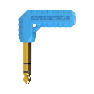 Blue angled Chroma Jacks by DJTT, designed for enhanced DJ performance and connectivity.