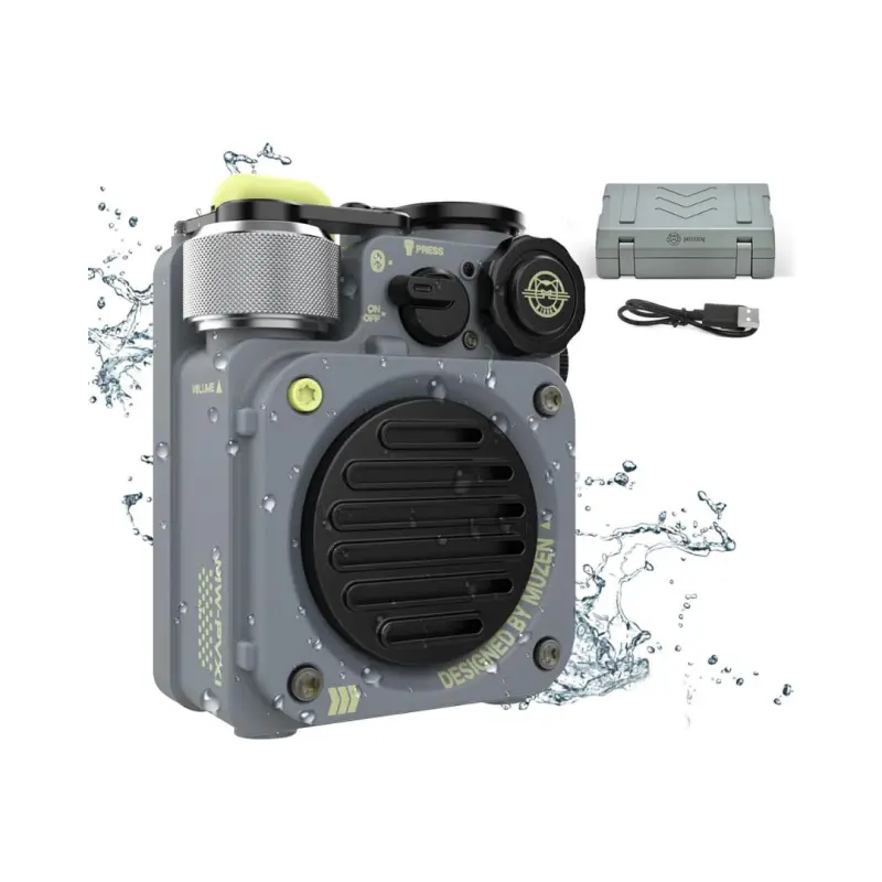 Muzen Wild Mini Rugged Portable Bluetooth Speaker – (Grey) - Image 2
