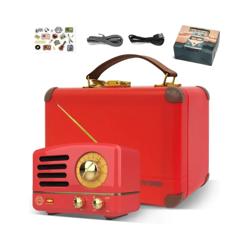 Muzen OTR Metal Wireless Portable FM-BT Speaker – (Red) - Image 3