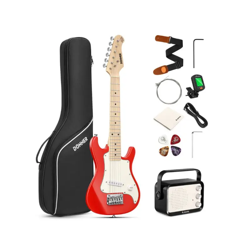 Donner DSJ-100 30 Inches Kids Electric Guitar Kit - (Red)