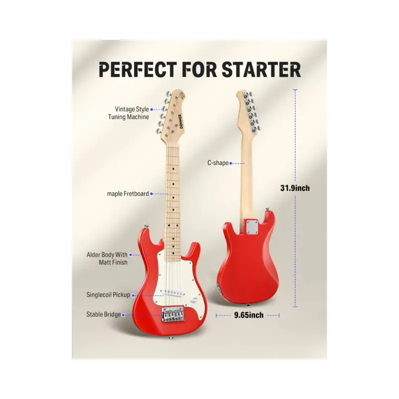 Donner DSJ-100 30 Inches Kids Electric Guitar Kit - (Red) - Image 2