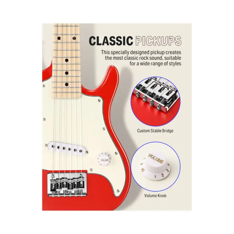 Donner DSJ-100 30 Inches Kids Electric Guitar Kit - (Red) - Image 3