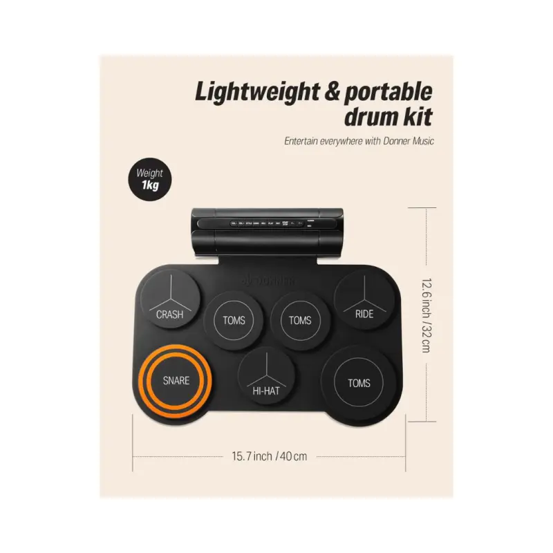 Donner DED-20 Roll Up Electronic Drum Pad - Image 5