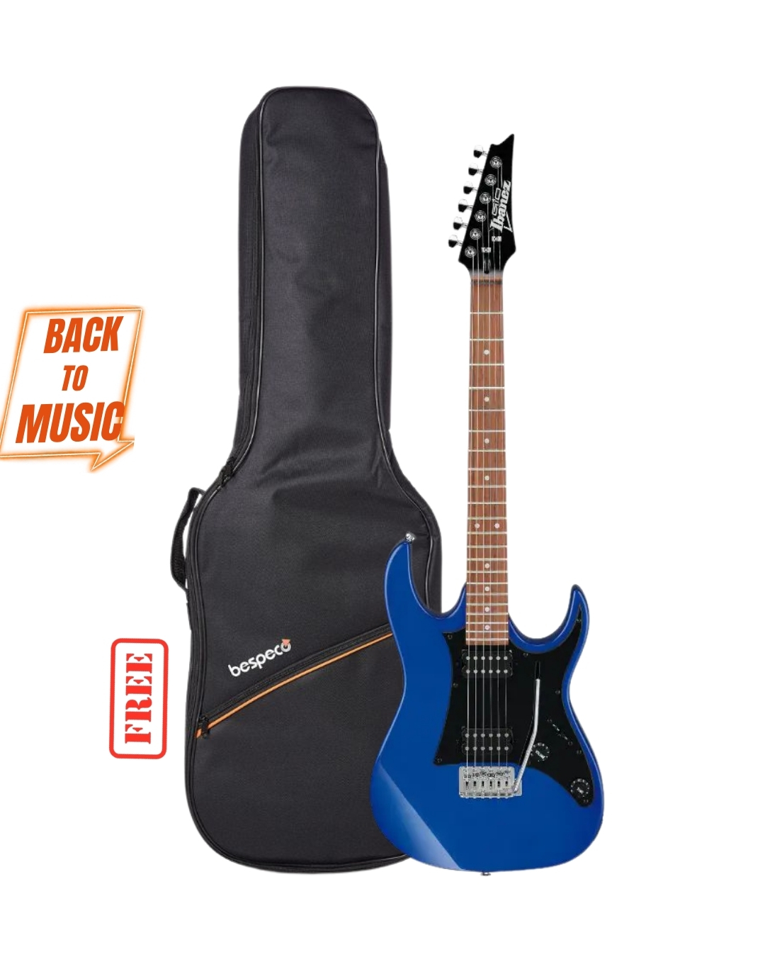 Ibanez GRX20Z 6 String Solid Body Electric Guitar - Jewel Blue with Free Bespeco BAG5EG