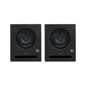 A pair of PreSonus Eris Pro 6 powered studio monitor with a 6.5-inch speaker and 140W output, designed for professional audio use.