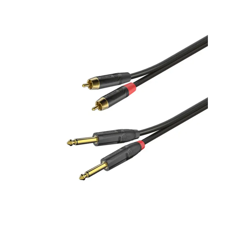 RoxTone - GPTC200L3 - 2RCA to 2JK 3M Cable Gold