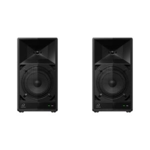 Compact AlphaTheta Wave-Eight 8-inch DJ speaker Pair, designed for portability and high-quality sound at parties and events.