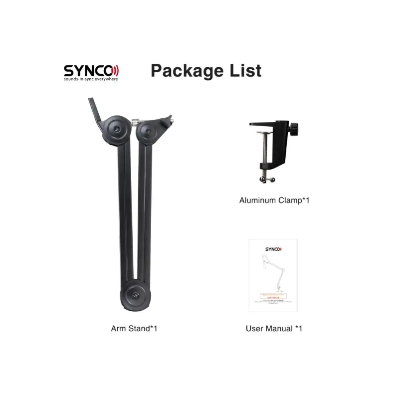 Synco MA30 BK Adjustable Microphone Arm Stand - Black - Image 2