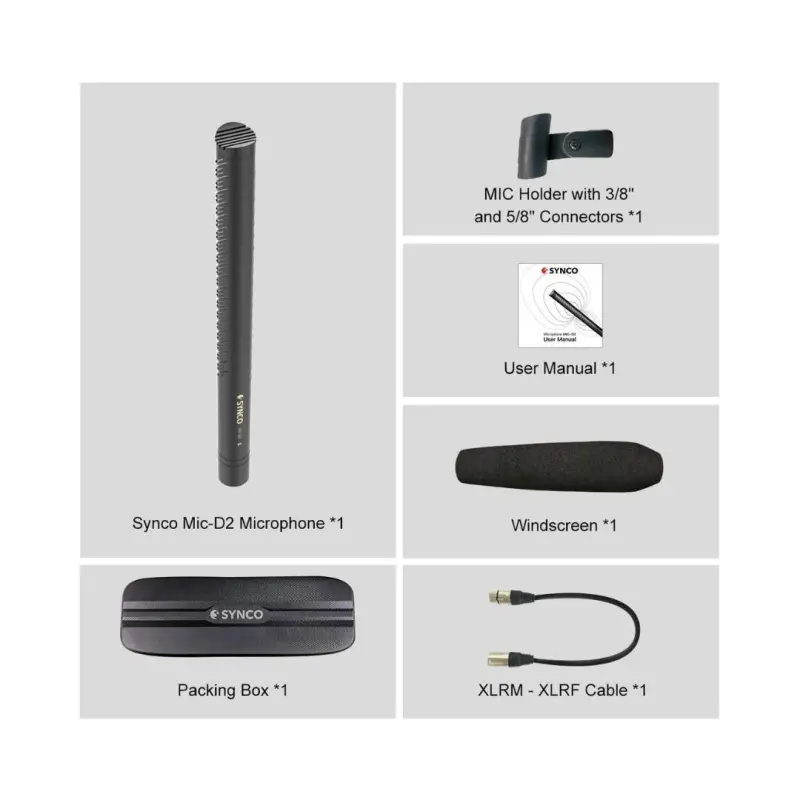 Synco MIC-D2 BK XLR Hypercardioid Shotgun Microphone - Black - Image 4