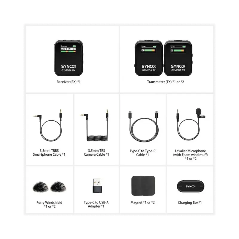 Synco G2A2 MEGA BK Digital 2.4ghz Wireless Microphone - Black - Image 7