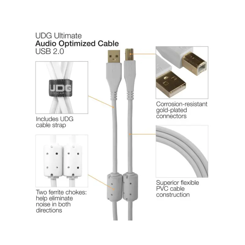 UDG Ultimate Audio Cable USB 2.0 A-B Straight 3m - U95003WH - Image 4