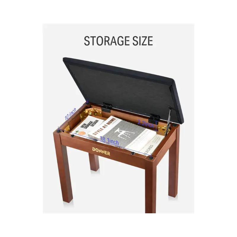 Donner DKB-10 Keyboard Bench with Storage - Brown - Image 6