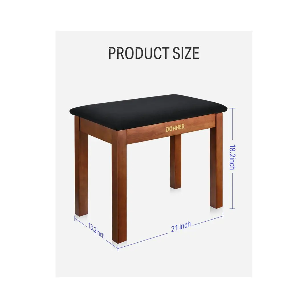 Donner DKB-10 Keyboard Bench with Storage - Brown - Image 7