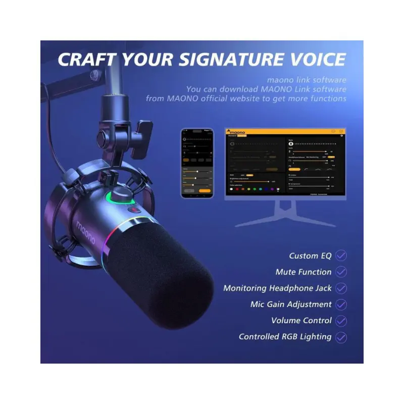 Maono PD200XS XLR/USB Podcast Dynamic Microphone Kit - Image 5