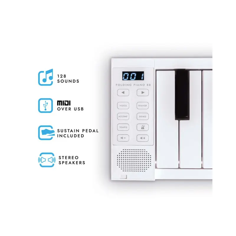 Carry-on 88 Key Folding Piano & Midi Controller – White - Image 3