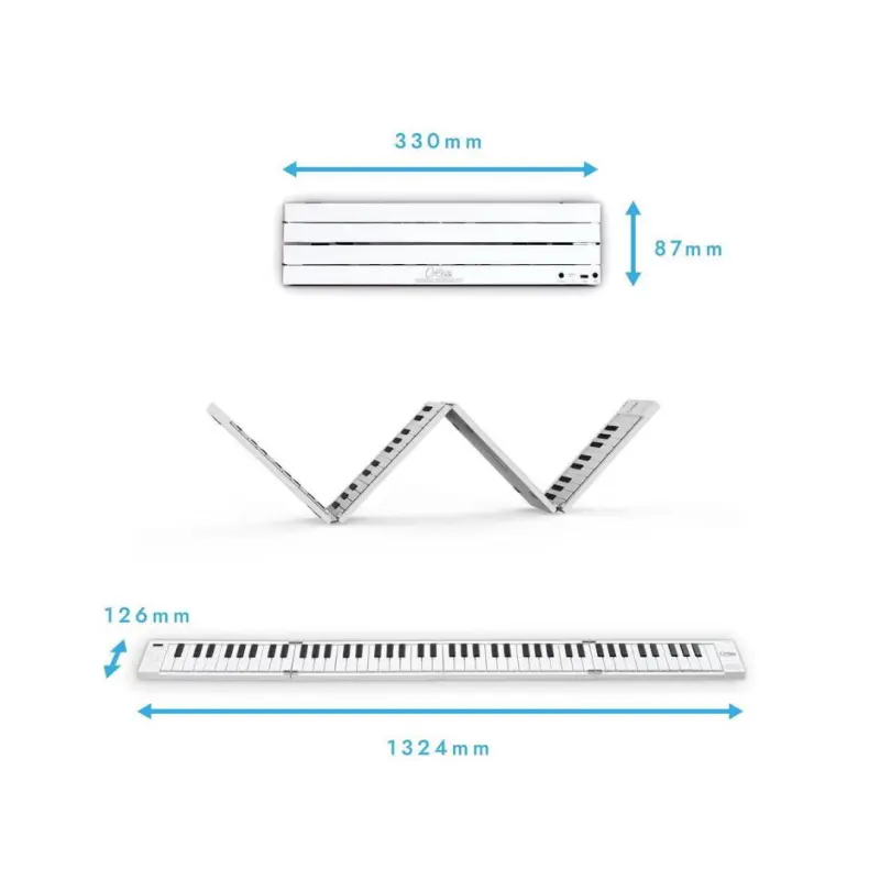 Carry-on 88 Key Folding Piano & Midi Controller – White - Image 5