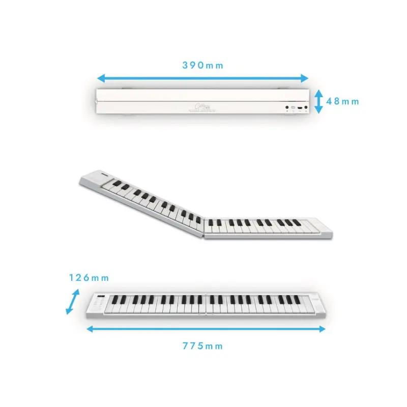 Carry-on 49 Key Folding Piano & Midi Controller – White - Image 4