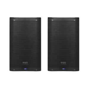 Pair of PreSonus AIR10 powered speakers, each with a 10-inch driver and 1200W output, designed for high-quality sound.