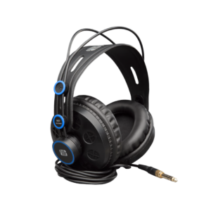 PreSonus HD7 MKII professional over-ear monitoring headphones with cushioned ear pads and adjustable headband for comfort.