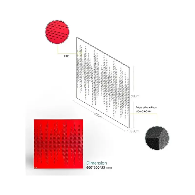 Athos 60 X 60 Acoustic Treatment Wooden Panel - Red - Image 3
