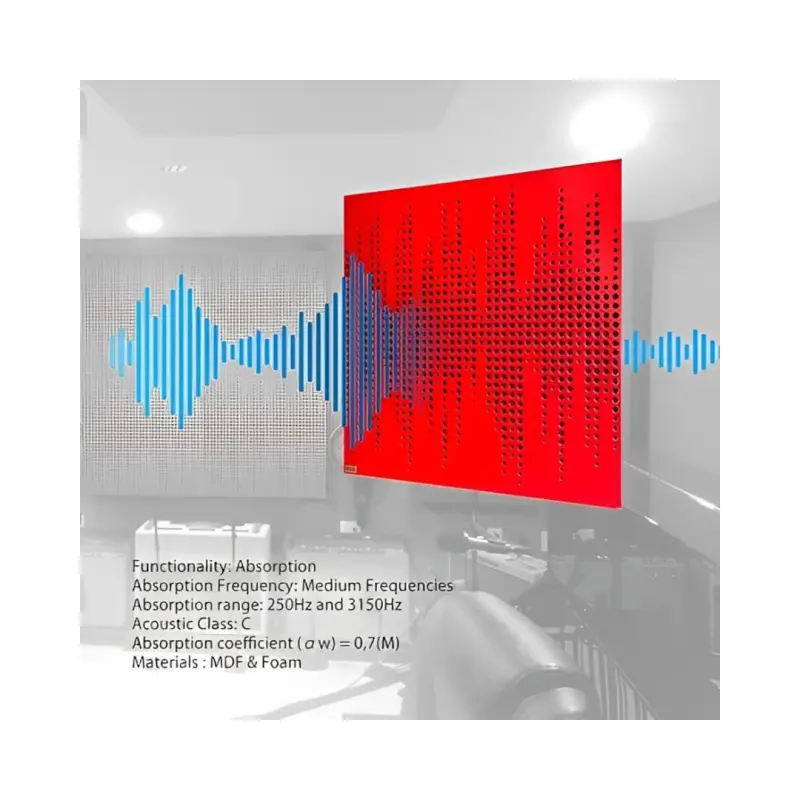 Athos 60 X 60 Acoustic Treatment Wooden Panel - Red - Image 5