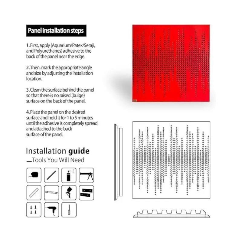 Athos 60 X 60 Acoustic Treatment Wooden Panel - Red - Image 7