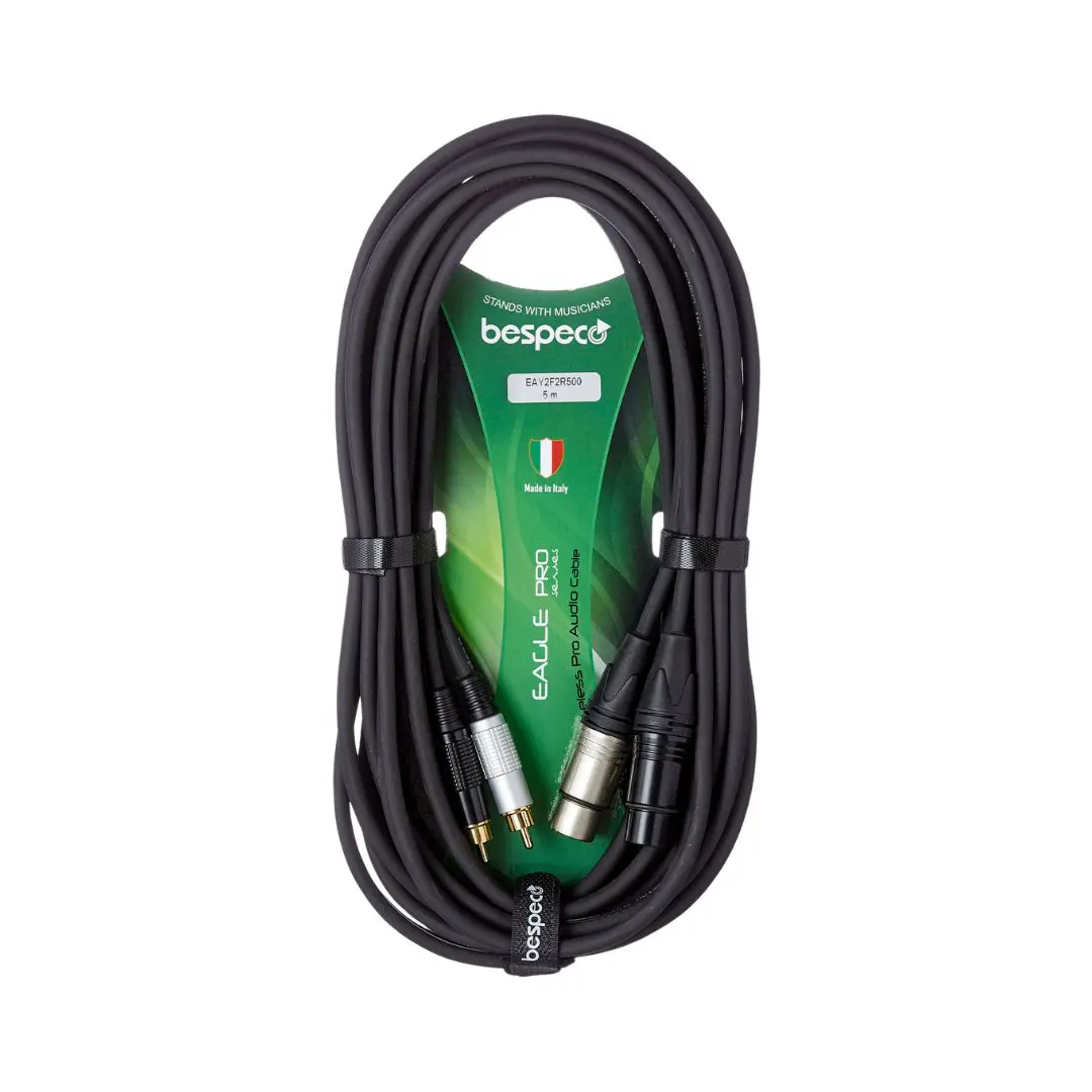 Bespeco EAY2X2R500R 5M 2XLRM to 2RCAM Interlink Cable - Image 2